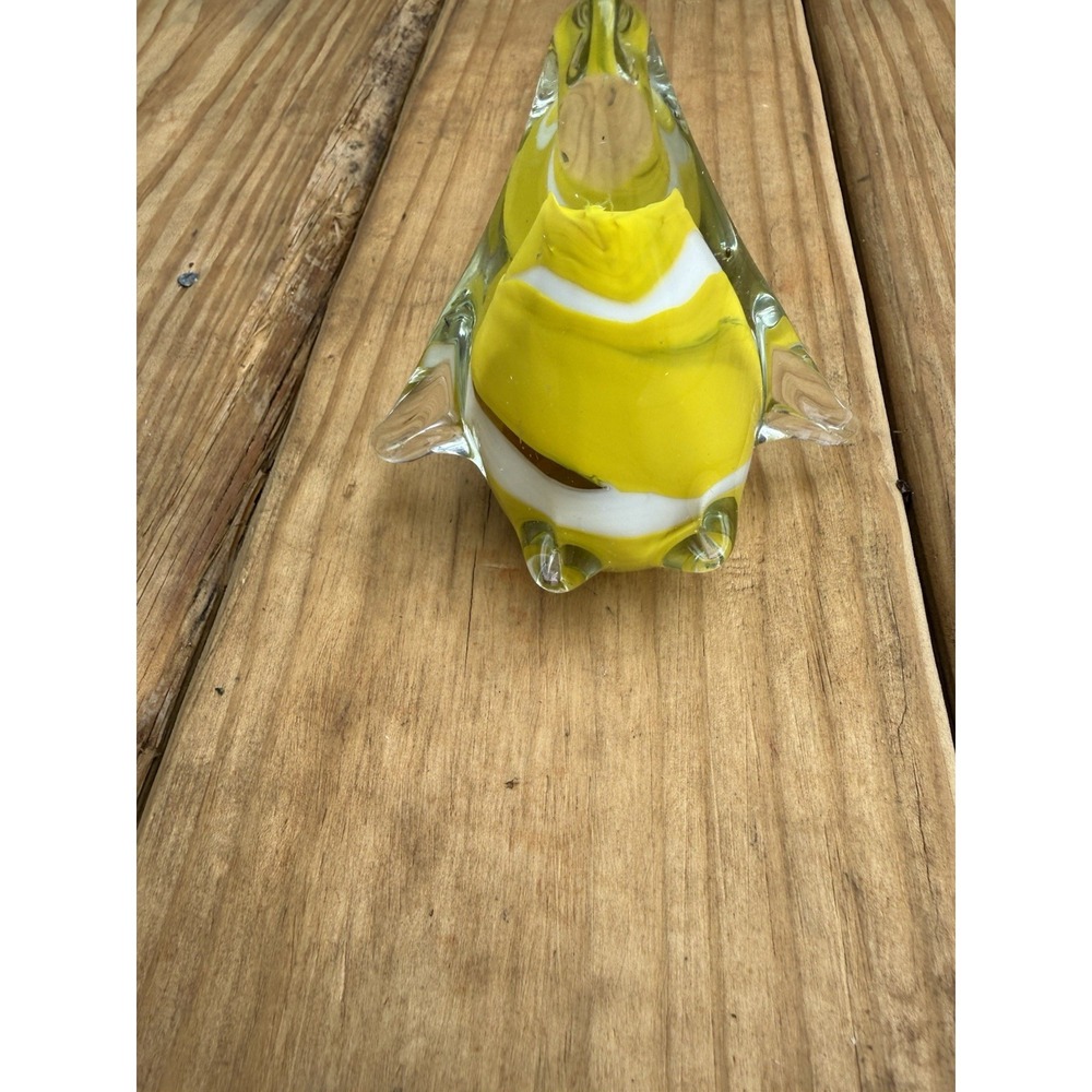 Vintage Murano Style Yellow Art Glass Penguin Figurine Decor Paperweight 4"